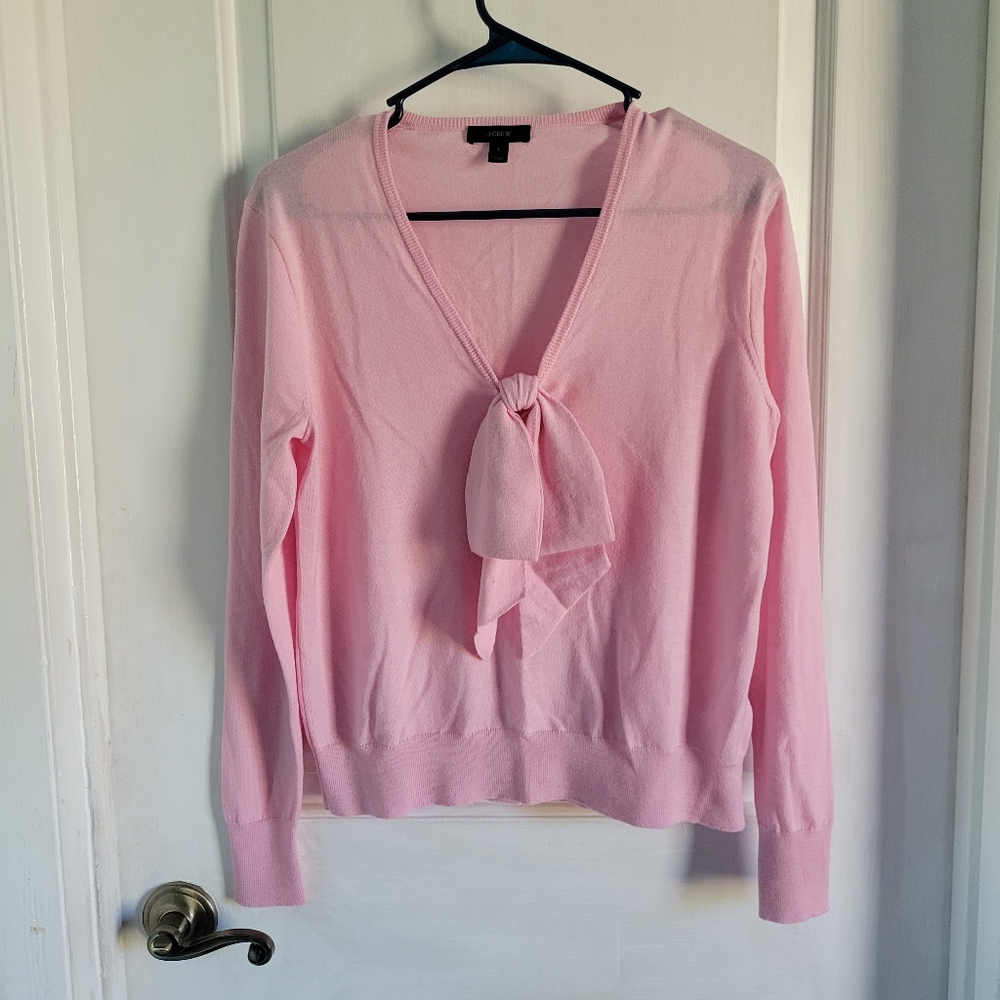 J. Crew | Light Pink Merino Wool Sweater with Bow Detail | Size Small